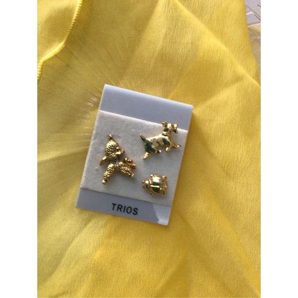 Vintage Lapel Pins Trio Set Scottie Dog, Lady Bug, Lamb Gold - Picture 7 of 12